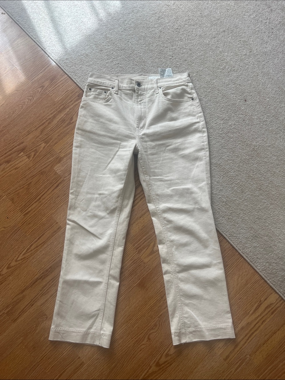 Zara Off-White Straight-Leg Jeans